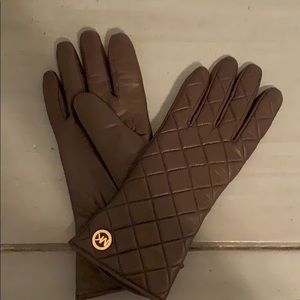 Michael Kors Brown Leather Gloves